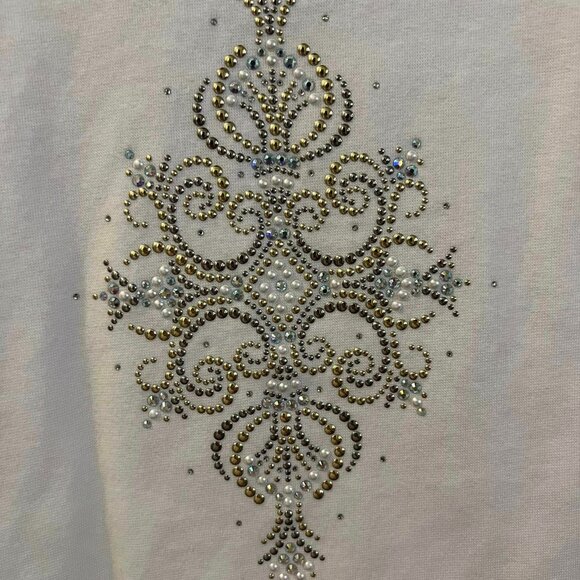 🐻Size M - Christine Alexander - White 3/4 Sleeve Pullover w/Cute Design - Picture 3 of 7